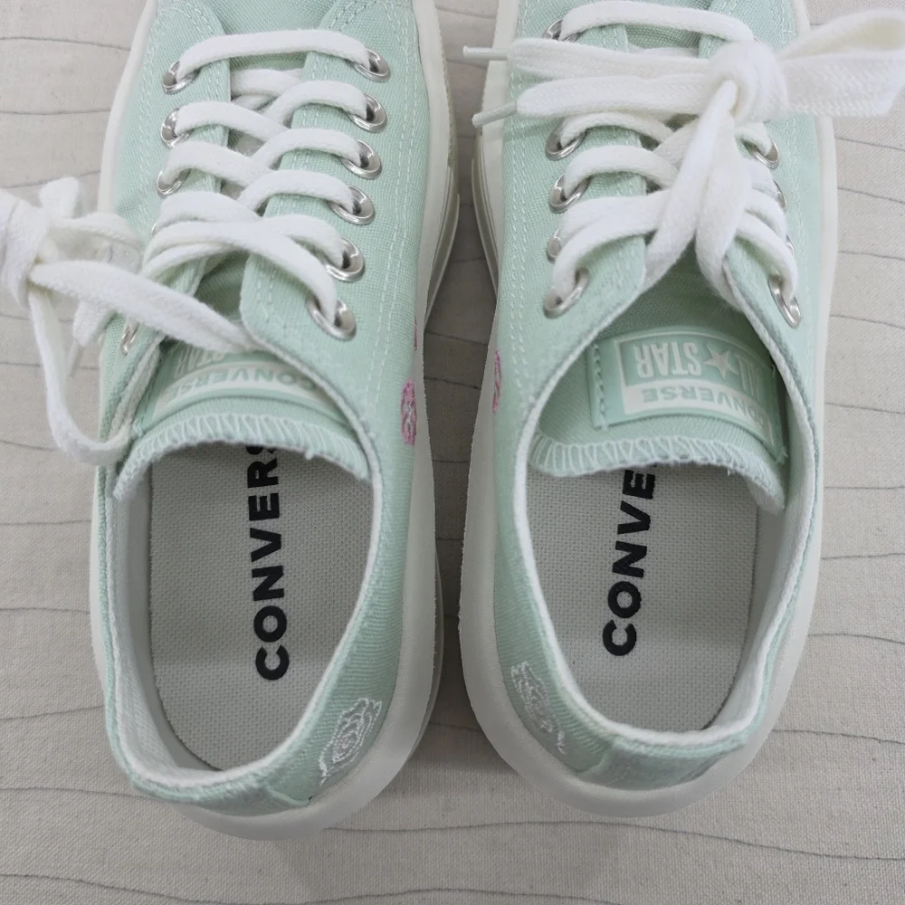 Converse Womens Move Summer Aloe Green Embroidered Platform Shoes A10823C Size 6 - Picture 9 of 10